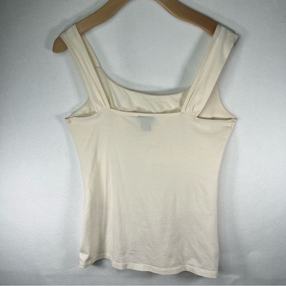 NWOT Ann Taylor Cream Ruched Scoop Neck Empire Waist Tank Top Boho Milkmaid Sz S - Picture 2 of 9